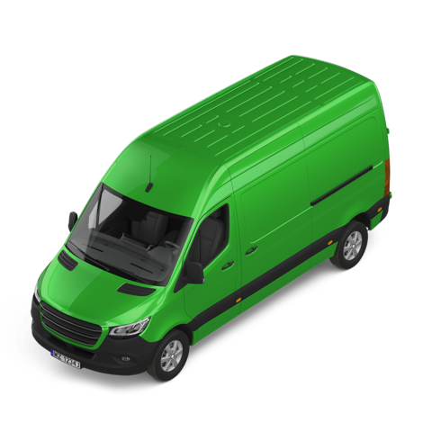 Zielony samochód dostawczy z floty firmowej ubezpieczonej w HDI