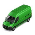 Zielony samochód dostawczy z floty firmowej ubezpieczonej w HDI