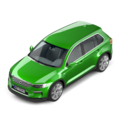 Zielony samochód osobowy z nadwoziem typu suv ubezpieczony w HDI